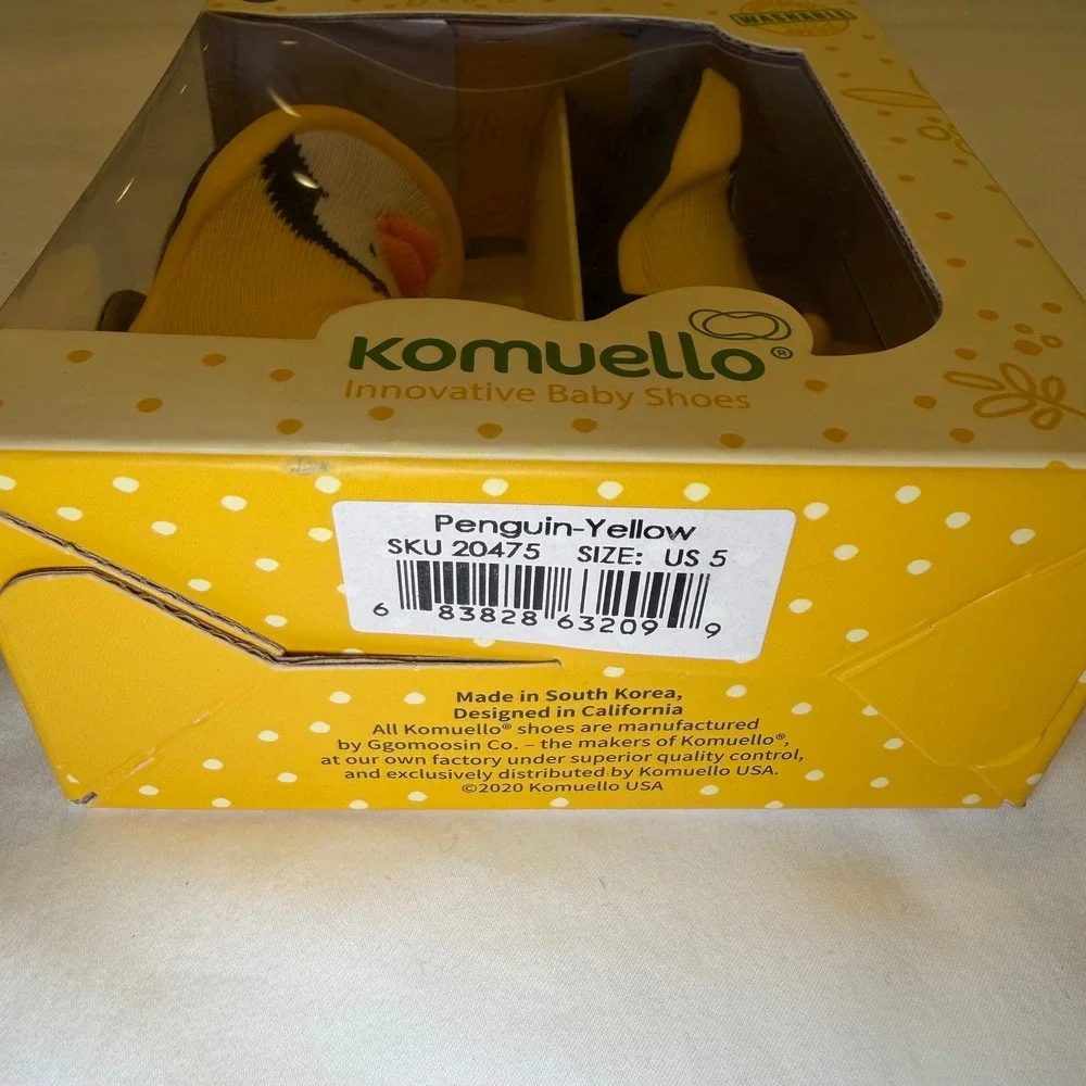 Komuello Penguin Yellow Baby Shoes US 5 Innovative Non-Slip Sock Shoes